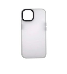 iPhone 13 Kılıf Kenarları Renkli Arkası Mat Kılıf (Beyaz)