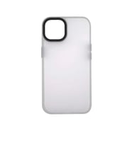 iPhone 13 Kılıf Kenarları Renkli Arkası Mat Kılıf (Beyaz)