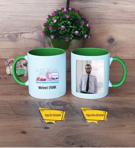 Fen ve Teknoloji Öğretmeni Kupa Bardak Yeşil Fotoğraflı Öğretmenler Günü Hediyesi