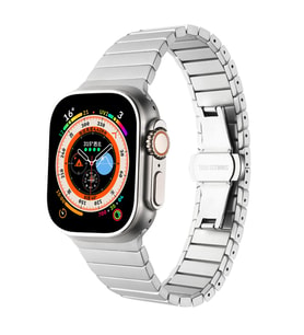 Apple Watch Ultra 49mm Uyumlu Kordon Metal Paslanmaz Klipsli KRD-79 Kayış (Gri)