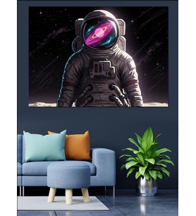 Uzayda Astronot Dekoratif Kanvas - Mdf Ahşap Tablo
