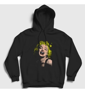 Presmono Unisex Siyah Blonde Marilyn Monroe Kapüşonlu Sweatshirt 38981tt
