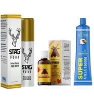 STAG 9000 GECİKTİRİCİ SPREY + SPANİSH FLY BAYAN UYARICI DAMLA + VİGA 150000 GECİKTİRİCİ KREM SETİ - 3 ADET GÖNDERİ KARMA SET