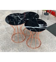 Brc Zigon 1388 KUM SAAT SİYAH Mermer Desen Metal Çelik ROSE Bakır Renk EL yapım