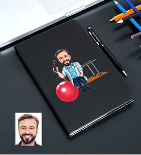 Kişiye Özel Fizyoterapist Tasarımlı Karikatürlü Siyah Defter Kalem Seti 106