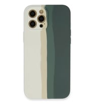 Newface Apple iPhone 12 Pro Kılıf Ebruli Lansman Silikon - Beyaz-Gri