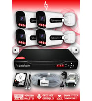 Bayicam 4 Kameralı Zebra 4 Dış Kamera Set 250 GB 5 MP Full HD Gece Görüşlü Güvenlik Kamerası Sistemi