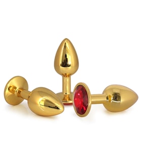 Gold Renk Taşlı 3 Farklı Boyutta Metal  Plug Seti