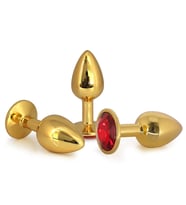 Gold Renk Taşlı 3 Farklı Boyutta Metal  Plug Seti