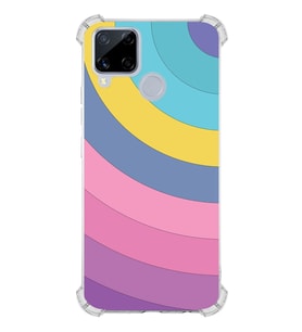 PrintiFy Realme C15 Uyumlu Kamera Korumalı Renk Cümbüşü B Tasarımlı Şeffaf Silikon Kılıf