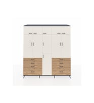 Kronos Dolap 8 Raflı 8 Çekmeceli 3 Askılı 220x59x243 Antrasit-Aytaşı/Çam