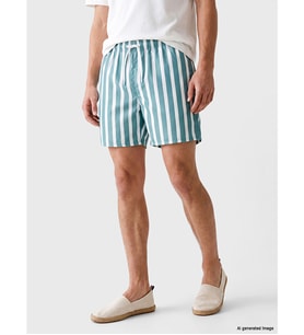 LCW SWIMWEAR Yeşil Kısa Boy Çizgili Erkek Deniz Şortu