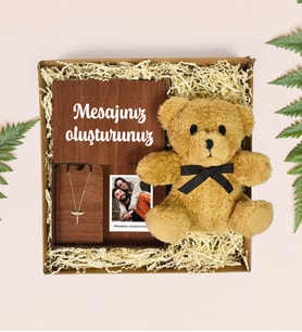 Kendin Tasarla Polo Kartlı Kolye Kutusu & Sevimli Teddy Ayıcık (Model 1)