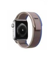Apple Watch 44mm Renkli ​​​​KRD-77 Örgülü Hasır Tokalı Kordon (Gri - Mavi)