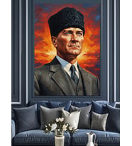 Kalpaklı Mustafa Kemal Atatürk Dekoratif Kanvas - Mdf Ahşap Tablo