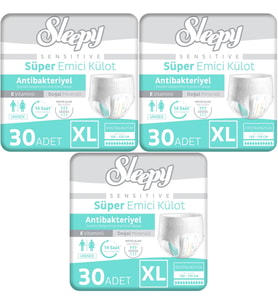 Sleepy Hasta Bezi Yetişkin Emici Külot XL - Ekstra Büyük - Extra Large 90 Adet (3PK*30)