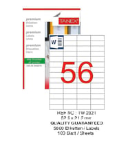 Bilgisayar Etiketi Tw-2321 52,5x21,2 mm 100 Lü Lazer Etiket 1 Paket Tanex Davetiye Kargo Koli Kutu Etiketi (Beyaz)