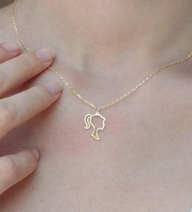 Kişiye Özel 925 Ayar Gümüş Barbie Kolye (Gold)