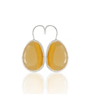 Kadir Jewellery Gümüş Kaplama Fosil Taşlı Küpe -El İşçiliği Ve Hipoalerjenik Küpe