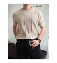 Erkek Slim Dar Bisiklet Yaka Düz Triko T-Shirt