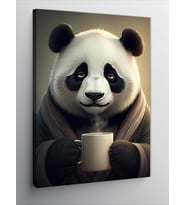 Kanvas Tablo Kahve İçen Panda