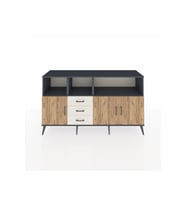 Kronos Konsol 5 Raflı 3 Çekmeceli 3 Kapaklı 176x59x99 Antrasit-Çam/Aytaşı