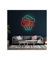 Cake Yazılı ve Kek Figürlü Neon Tabela