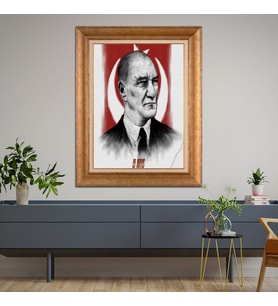 Altın Varaklı Paspartulu Çerçeveli Tablo hb937
