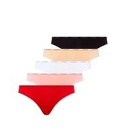 U.S. Polo Assn. Kadın 5'li Slip (Kırmızı-Somon-Ten-Beyaz-Siyah) (Çok Renkli)