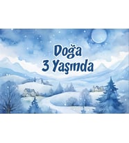 Kış ve Şato Temalı Doğum Günü Afişi -2 100x150 cm