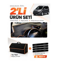 e-biz FORD COURİER (2020-2023) EKRANLI Uyumlu Torpido + Tay Tüyü Çanta - Siyah-Kahverengi - FO005