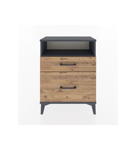 Arges Komodin Tek Raflı 2 Çekmeceli 60x30x80 Antrasit-Çam