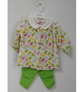 Aydodo Muslin Gömlekli Taytlı Kız Bebek Takım 1-12 Ay Yeşil