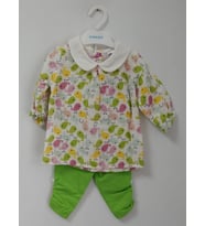 Aydodo Muslin Gömlekli Taytlı Kız Bebek Takım 1-12 Ay Yeşil