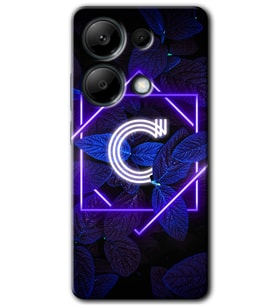 Redmi Note 13 Pro 4G Kılıf HD Desen Baskılı Kılıf - Dark Neon Yaprak C Harfi