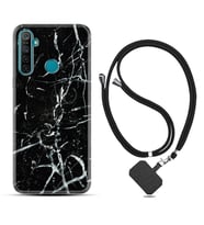 Realme 5i 5 Pro 6i 7 Pro 8 Kılıf Boyun Askılı Silikon Black Marble 3 1382