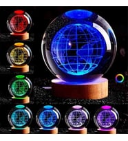 Wolawood Kristal Cam Kar Küresi 3D Renk Değiştiren Rgb'li Doğal Ahşap Standlı USB Kablolu LED Işıklı Lamba Seti Konsept Dekoratif Hediyelik Eşya Top Dekor Özel Premium Seri
