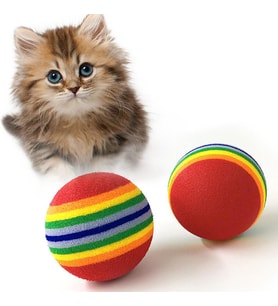4.2 cm Sünger Kedi Köpek Diş Temizleme Kaşıma Oyun Topları Isırma Oyuncağı Topu 2 Adet (Karışık)