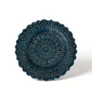 Turkuaz Tabak Lale Motifli 18 cm