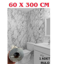 60cm x 3 Metre Tek Parça Yapışkanlı Rulo Mermer Desenli Duvar Paneli Kağıdı Silinebilir TX-015-MAXİ