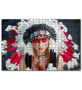 Cakapuzzle Yöresel Kıyafetli Kızılderili Kadın  Puzzle Yapboz MDF (Ahşap) (120 Parça)