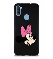 Samsung Galaxy M11 Soft Premier Kapak Minnie Mouse-A Tasarımlı Silikon Kılıf - Siyah (Şeffaf)