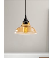 MYLİGHTS  RETRO RUSTİK  VİNTAGE  TEKLİ BAL CAMLI SARKIT AVİZE EN  20 CM (Siyah)