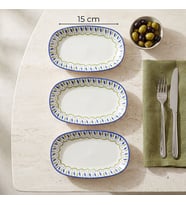 GÜRAL PORSELEN Zeytin 15 cm 3lü Porselen Kayık Tabak Seti