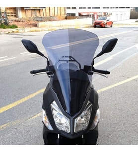 MOTOCAM SYM JET 14 200 Ön Cam 2017-2026 Model 65cm Füme Renkli 4mm UZUN