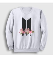Presmono Unisex Beyaz Flowers Bts Sweatshirt 22166tt