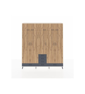Arges Dolap 6 Raflı 6 Çekmeceli 4 Askılı 220x30x243 Aytaşı-Çam/Antrasit