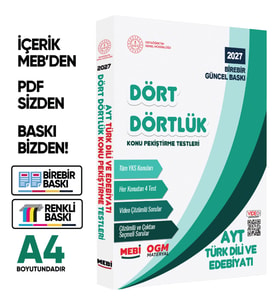2027 YKS-AYT MEBİ-OGM Dört Dörtlük Türk Dili Edebiyatı Pekiştirme Testi Soru Bankası BASKI ÜCRETİ