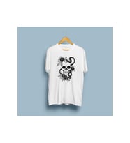 Oversize Kuru Kafa Desenli Unisex T-shirt (Beyaz)