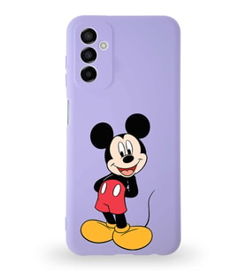 Samsung Galaxy M23 Uyumlu Lansman Kılıf Altı Kapalı İçi Kadife  Mickey Mouse-B Tasarımlı  Kapak (Şeffaf)
